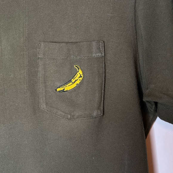 Andy Warhol Uniqlo SPRZ NY Collab Olive Green Short Sleeve Tee XS Banana Embroid - Picture 6 of 8